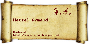 Hetzel Armand névjegykártya